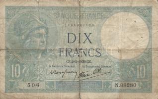 Franciaország 3klf bankjegy, benne katonai kiadás! T:III,III/IV