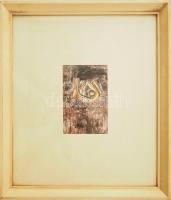 Jelzés nélkül: Absztrakt kompozíció. Vegyes technika, papír. Üvegezett fakeretben. 13,5x9 cm