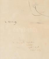 László Gyula (1910-1998): Női akt. Tus, papír, jelzett, László Gyula autográf ajándékozási soraival,...