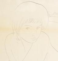 László Gyula (1910-1998): Női akt. Tus, papír, jelzett, László Gyula autográf ajándékozási soraival,...