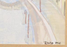 Benkő Cs. Gyula (1939-): Híd a Brentán (Pádua). Tempera, papír, jelzett, hátoldalon a művész autográ...