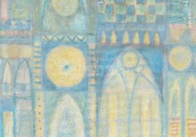 Jelzés nélkül: Gótika. Vegyes technika, vászon. Üvegezett fakeretben. 40x50 cm