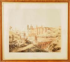 Urbino (Itália) Litográfia, papír, jelzett a metszeten. XIX. sz. Kissé foxing foltos. Üvegezett fakeretben. 36,5x44 cm