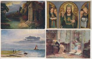 21 db RÉGI művész motívum képeslap vegyes minőségben / 21 pre-1945 art motive postcards in mixed qua...