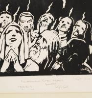 László Gyula (1910-1998): Krisztus és 12 apostol. Fametszet, papír. Jelzett. László Gyula autográf a...