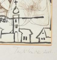 Tardi Kovács Sándor (1938-2013): Pokolian jó. Vegyes technika, papír, jelzett. Kiss Dénes költőnek d...