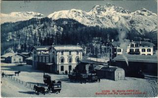 1916 Sankt Moritz, St. Moritz; Bahnhof mit Piz Languard / railway station, train, locomotive (EK)