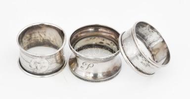 3 darab ezüst (Ag) szalvétagyűrű, jelzett, nettó: 26g