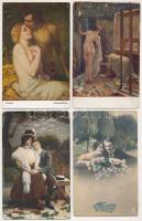 15 db RÉGI zsáner motívum képeslap vegyes minőségben: hölgyek, szerelmes párok / 15 pre-1945 motive postcards in mixed quality: ladies, love couples