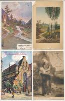 21 db RÉGI művész motívum képeslap vegyes minőségben / 21 pre-1945 art motive postcards in mixed qua...
