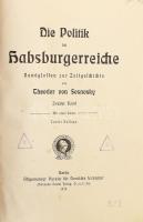 Theodor von Sosnosky: Die Politik im Habsburgerreiche. Randglossen zur Zeitgeschichte. Zweiter Band. Berlin, 1913, Deutsche Literatur. Zweiter Auflage. Német nyelven. Kihajtható nemzetiségi térképpel. Átkötött félvászon-kötés, bekötött papírborítóval, kissé foltos lapokkal.