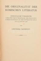 Günther Jachmann: Die Originalität der römischen Literatur. [Berlin, 1926,Teubner.] Német nyelven. Átkötött félvászon-kötés, kopott borítóval, ceruzás aláhúzásokkal.