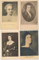 15 db RÉGI motívum képeslap vegyes minőségben: művész portrék / 15 pre-1945 motive postcards in mixed quality: art portraits