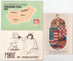 19 db MODERN magyar képeslap vegyes minőségben: irredenta, koronázási tárgyak, címer