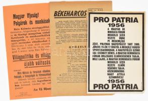 cca 1935-1989 3 db politikai röplap: Rátz Kálmán Világpolitika és világgazdaság újabb változásai c. előadása; Békeharcos - Az áprilisi békekisgyűlések előadóinak; MDF Pro Patria 1956 megemlékezés és nagygyűlés