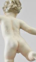 Schaubach Kunst labdázó puttófigura. Mázas és biszkvit porcelán, jelzett, hibátlan, m: 17,5 cm