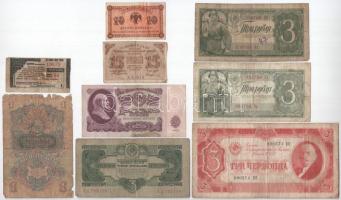 Szovjetunió ~1937-1961. 9db-os vegyes bankjegy és részvényszelvény tétel T:F-VG Soviet Union ~1937-1961. 9pcs of mixed banknotes, share coupon C:F-VG