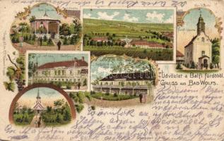 Balf fürdő Zenepavilon, Tejpavilon és szálloda litho (b)