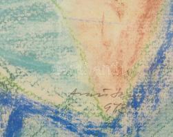 Olvashatatlan jelzéssel: Napraforgók. Pasztell, papír. Jelzett. Dekoratív, üvegezett fakeretben, 30x...