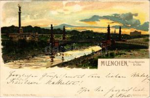 1898 (Vorläufer) München, Munich; Prinz-Regenten Brücke / bridge. litho