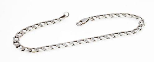 Ezüst(Ag) lapos pancer bokalánc vagy karkötő, h: 22,5 cm, nettó: 7,7 g