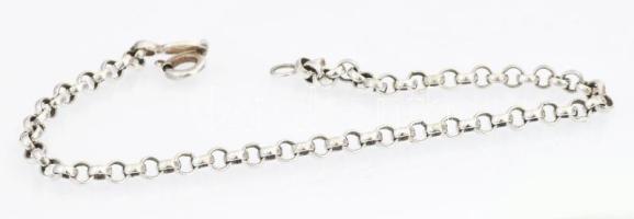 Ezüst(Ag) gömbölyű szemű anker karkötő, jelzett, h: 19 cm, nettó: 3,9 g
