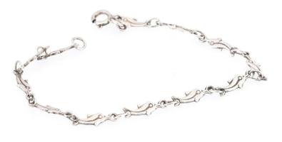 Ezüst(Ag) delfinszemes karkötő, jelzett, h: 18 cm, nettó: 3,1 g