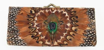 Pávatoll borítású pénztárca, h: 18,5 cm