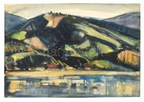 Farkas Lajos (1919-1998): Dunakanyar. Akvarell, ceruza, papír. Jelzett. Paszpartuban. 28x40 cm