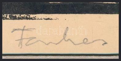 Farkas Lajos (1919-1998): Csónak a Dunán. Linómetszet, papír. Jelzett. Paszpartuban. 18x21 cm