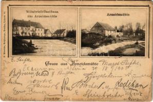 1905 Jarnoltów, Mlyn Arnolda, Arnoldsmühle (Wroclaw, Breslau); W. Gabriel's Gasthaus zur Arnoldsmühle, Arnoldsmühle / inn, mill. F. Rieschke Hofphotogr. (tears)