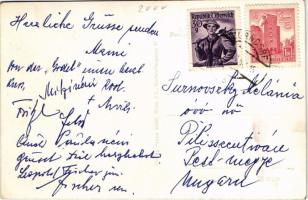 1960 Zurány, Zarándfalva, Zurndorf; utca, iskola, Otto Kurner üzlete / Strasse, Volksschule, Kaufhau...