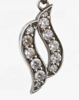 Ezüst(Ag) walles nyaklánc köves medállal, jelzett, h: 40 cm, 2,5×0,9 cm, bruttó: 6,1 g