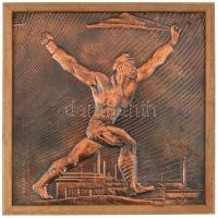 1971 "Vörös Csepel vezesd a harcot" bakelitlemez, rézrátétes fa dobozban