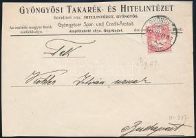 1912 Gyöngyösi Takarék- és Hitelintézet fejléces borítékjának előlapja