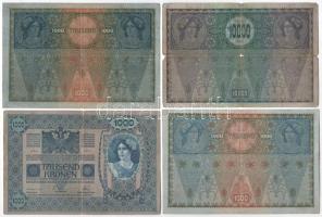 Ausztria 1918. 10.000K vízszintes "DEUTSCHÖSTERREICH" felülbélyegzéssel + 1919. (1902) 100...