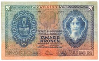 1907. 20K "2096 026942" T:F 
Hungary 1907. 20 Korona "2096 026942" C:F
Adamo K...
