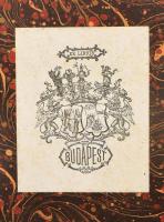 Címeres "Budapest" feliratú ex libris-szel, klisé, papír, jelzés nélkül, 11,5x8,5 cm. In: ...