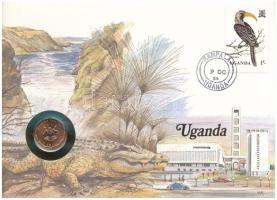 Uganda 1987. 1Sh felbélyegzett borítékban, bélyegzéssel, német nyelvű leírással T:UNC  Uganda 1987. 1 Shilling in envelope with stamp and cancellation, with German description C:UNC