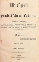 W. Baer: Die Chemie des praktischen Lebens. Zweiter Band. Leipzig, 1860, Otto Wigand. Német nyelven. Korabeli félvászon-kötésben, kopott, foltos borítóval, kissé sérült gerinccel, sérült, szétvált kötéssel, kissé foltos lapokkal.