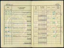 1942-43 Rákosfalva betétkönyv, néhány bejegyzéssel
