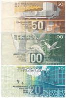 Finnország 1986. 50M + 100M + 1993. 20M T:F
Finland 1986. 50 Markkaa + 100 Markkaa + 1993. 20 Markk...