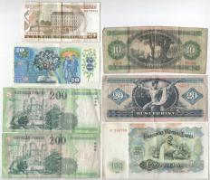7db-os vegyes magyar és külföldi bankjegy tétel, közte 1962. 10Ft + 1969. 20Ft + 1998-2003. 200Ft (2...