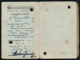 1943 Magyar Úszó Szövetség fényképes igazolvány MAFC versenyzője részére