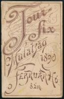 1890 "Tour-fix Mulatság 1890. február hó 8.án", vizitkártya-montázs, keményhátú fotó, kiss...