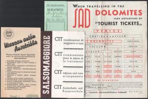 cca 1930-1940 Utazási prospektusok, szórólapok, német, osztrák, olasz, horvát, 8 db