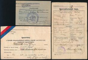 cca 1920-1941 Franciscy (Francisczy) magyar nemesi család tagjai részére kiállított 3 db katonai okmány: 1939 igazolvány a Felvidék visszacsatolásának emlékére alapított emlékérem viselésének jogosultságára; 1941 igazolvány a Keletmagyarország és Erdély egy részének felszabadulása emlékére alapított Erdélyi Emlékérem viselésének jogosultságáról; 1920 igazolványi lap I. világháborút megjárt, az 1. honvég gyalogezred katonája részére
