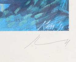 Kass János (1927-2010): Green lady, 1992. Ofszet nyomat, papír, jelzett. Számozott: 55/300. Törésnyo...