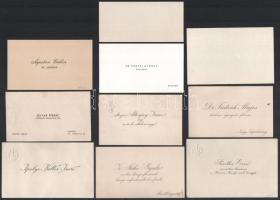 10 db névjegy- és üdvözlőkártya, mind autográf aláírásokkal és sorokkal, közte Dr. Kertai György (19...