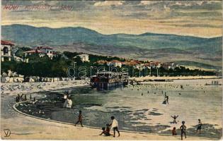 Novi Vinodolski, Novi, Novoga; Kupaliste Lisanj / beach, bathers (EK)